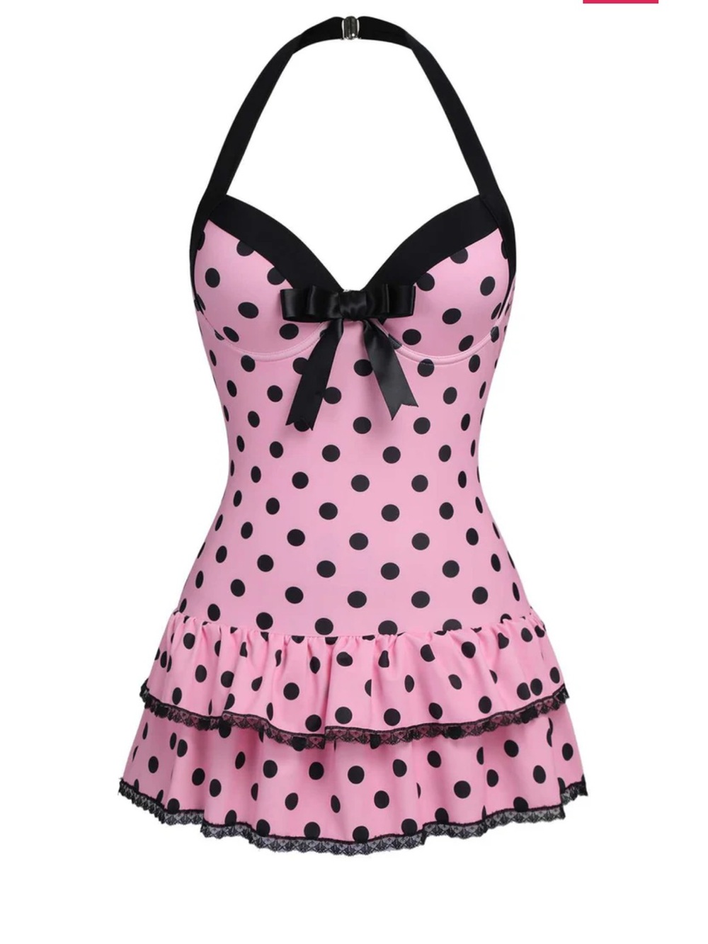RETRO STAGE Pink 1940’s Halter Polka Dot One Piece Swimsuit